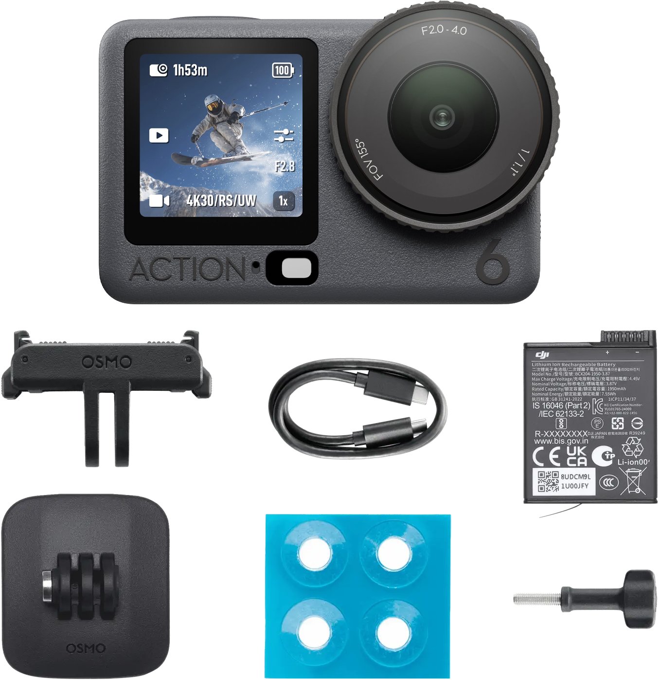 Kamerë aksioni DJI Osmo Action 6 Standard Combo, 4K, rezistente ndaj ujit, gri