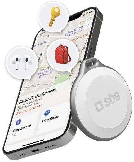 Gjetës objektesh SBS Waterproof Object Finder, GPS, kompatibil me Apple Find My iOS, i bardhë