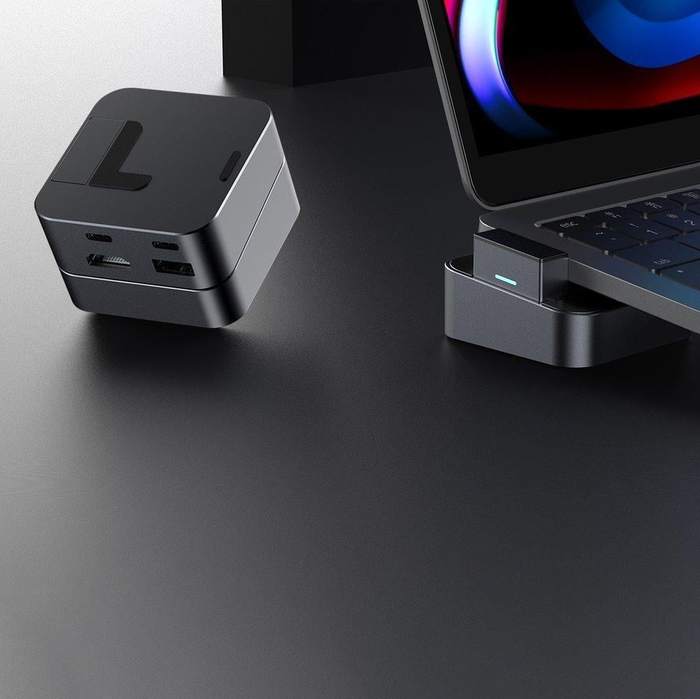 Hub multifunksional dhe mbajtëse për MacBook Pro Joyroom S-H121, i hirtë