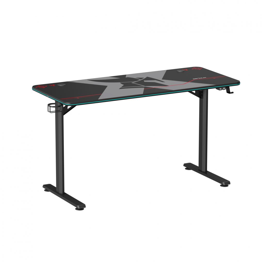 Tavolinë gaming Serioux Aeter RGB, 1200x600x750mm, me LED RGB, e zezë