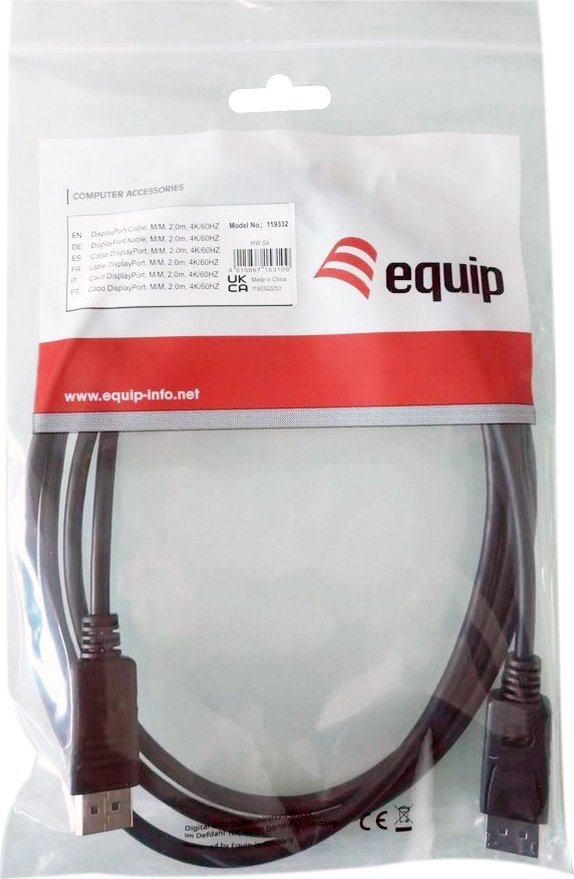 Kabllo DisplayPort LevelOne Equip 119339, 1.2, 10m, i zi