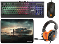 Set gaming Yenkee WoT Maxi, tastierë maus kufje mouse pad, i zi