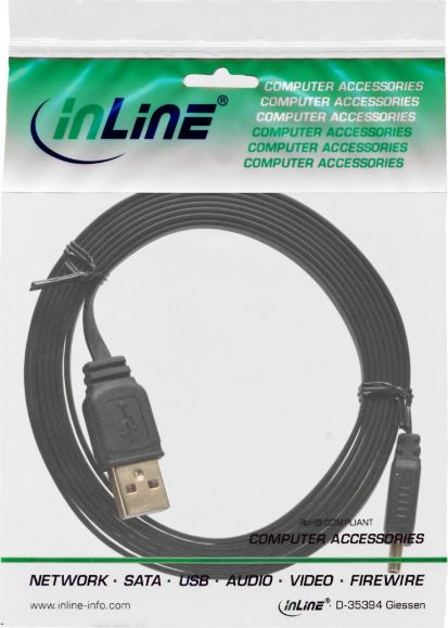 Kabllo USB InLine 31803F, USB A në Mini USB, 0.3 m, e zezë