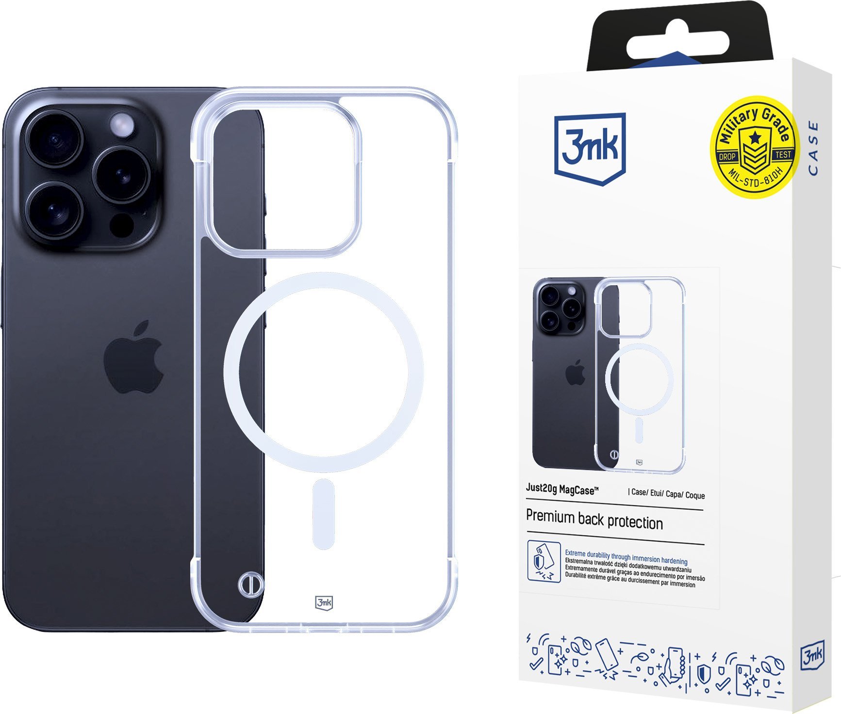 Mbulesë telefoni 3MK Just20g MagCase për iPhone 14 Pro Max, kompatibile me MagSafe, transparente