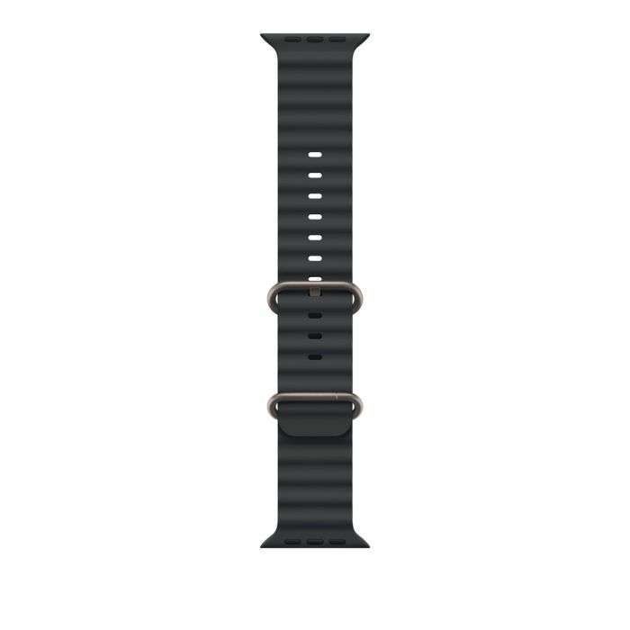 Apple Watch 49mm Band, Black Ocean Band, Natural Titanium Finish