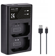 Karikues dykanalësh për kamera K&F Concept FZ100, LED, Type C, i zi