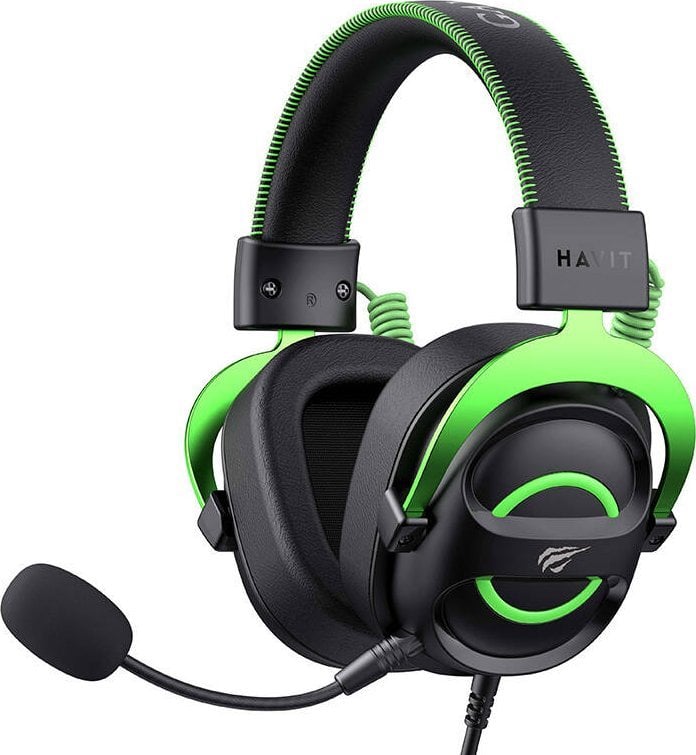 Kufje gaming Havit H2002E, me mikrofon, me kabllo 3.5 mm, të zeza jeshile