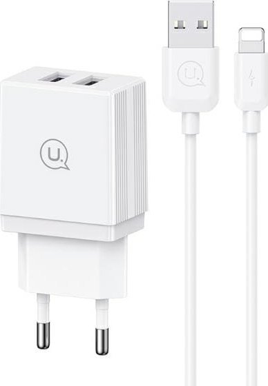 Karikues USB Usams HC Series CC090, 18W, kabllo Lightning 1m, i bardhë