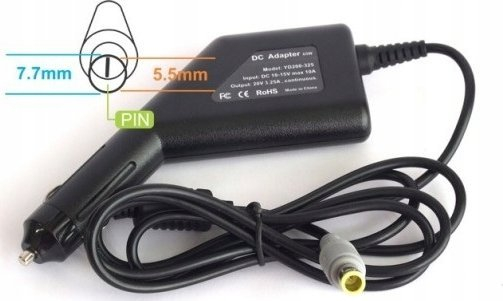 Adapter për veturë Energy4U CA23, 20V 3.25A 65W, prizë 7.7x5.5mm me pin, i zi