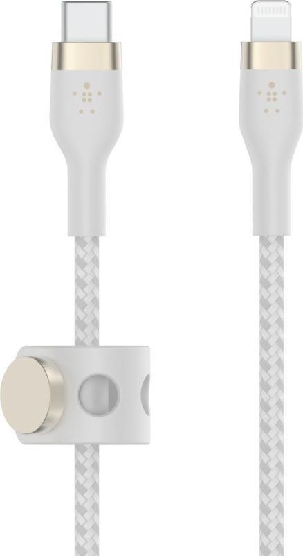 Kabllo Belkin BOOST CHARGE PRO Flex, USB C në Lightning, 3m, e bardhë