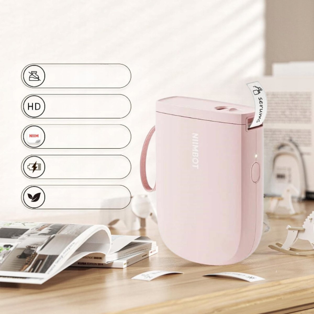 Printer etiketash Niimbot D11 H Smart, 300 dpi, Bluetooth, rozë