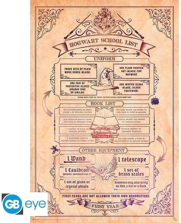 Poster Harry Potter - School list (91.5x61)