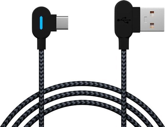 Kabllo USB Type C 2.0, 1.5m, me mbështjellës të thurur, e zezë gri