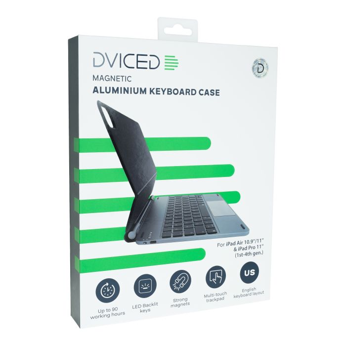 Dviced Magnetic Aluminium Keyboard Case For iPad Air/Pro 11-Inch, US, Dark Grey