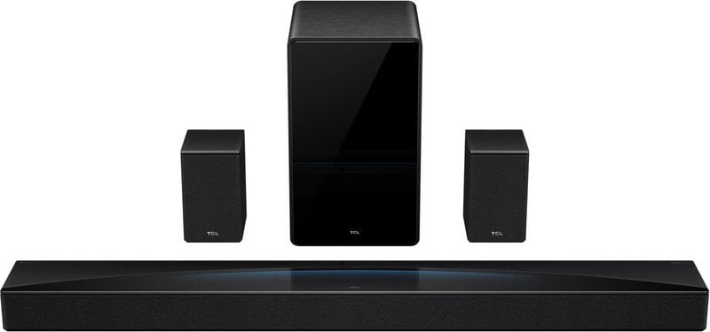 Soundbar TCL Q85HE, subwoofer pa tela, altoparlantë të pasëm, i zi