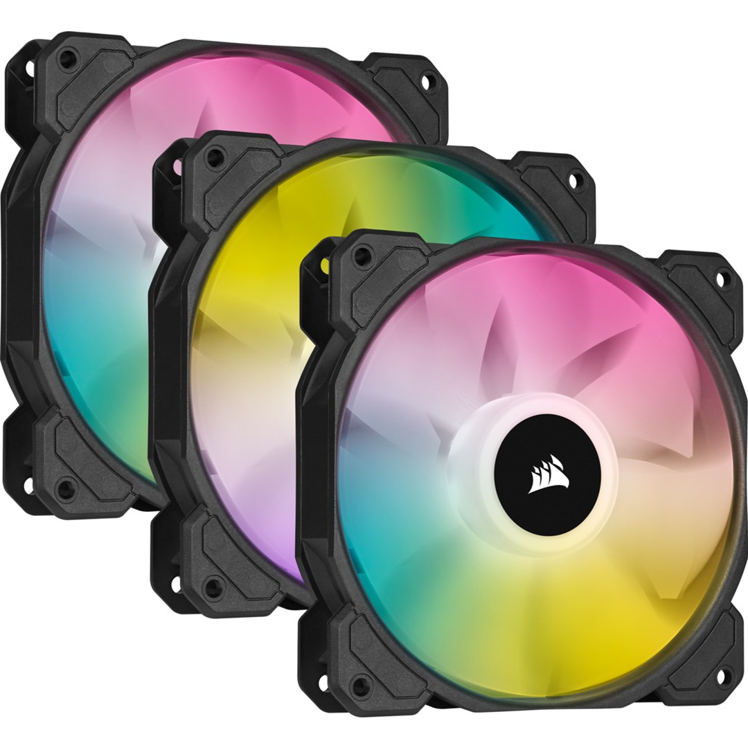 Сет вентилатори CORSAIR iCUE SP120 RGB ELITE, 120mm, PWM, 1500 RPM, црна