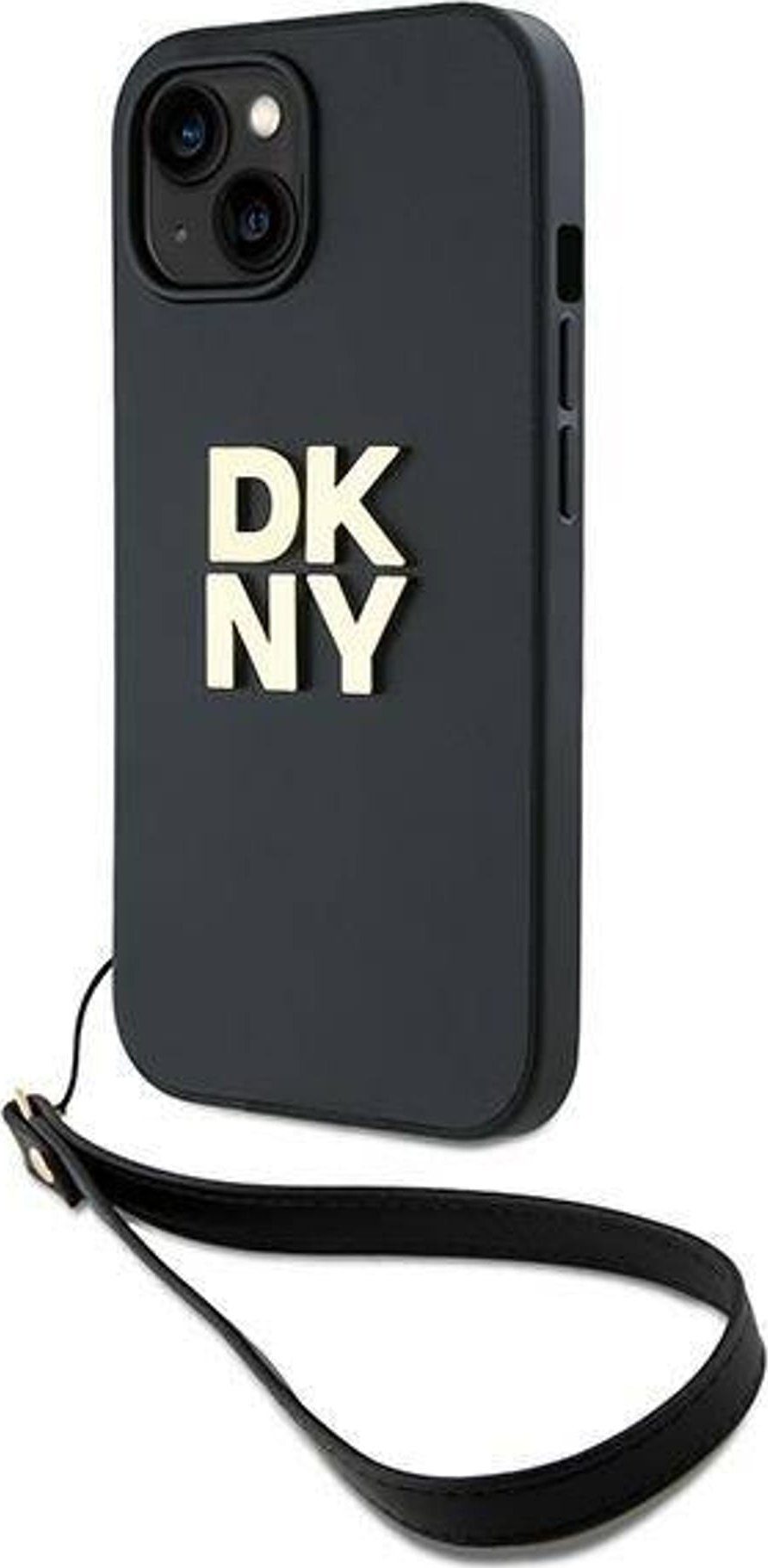 Mbështjellës DKNY DKHCP14SPBSWSK për iPhone 14 15 13 6.1", hardcase me rrip dore, i zi