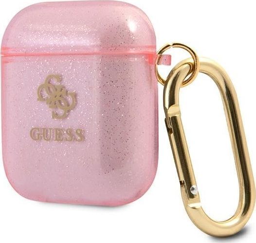Mbrojtëse Guess GUA2UCG4GP Glitter Collection për AirPods 1/2, rozë