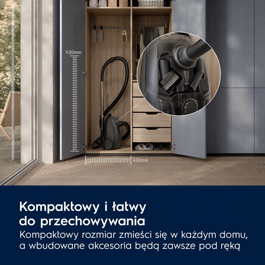 Fshesë me kese Electrolux 300 Clean EB31C1DB, 750W, filtër HEPA, blu e errët