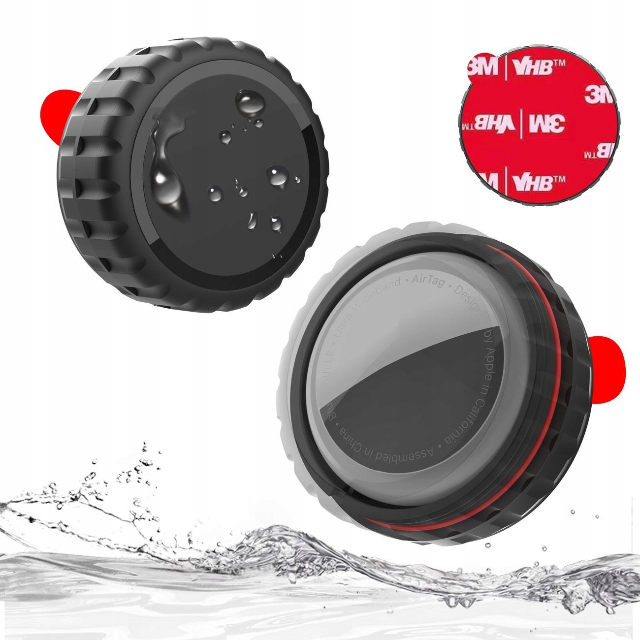 Mbajtëse Hurtel për Apple AirTag, TPU rezistent, vetëngjitëse, e zezë