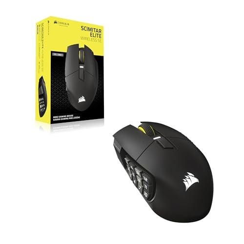 Mouse gaming CORSAIR Scimitar Elite Wireless SE, pa kabllo, 16 butona programueshëm, gri metalike e zezë