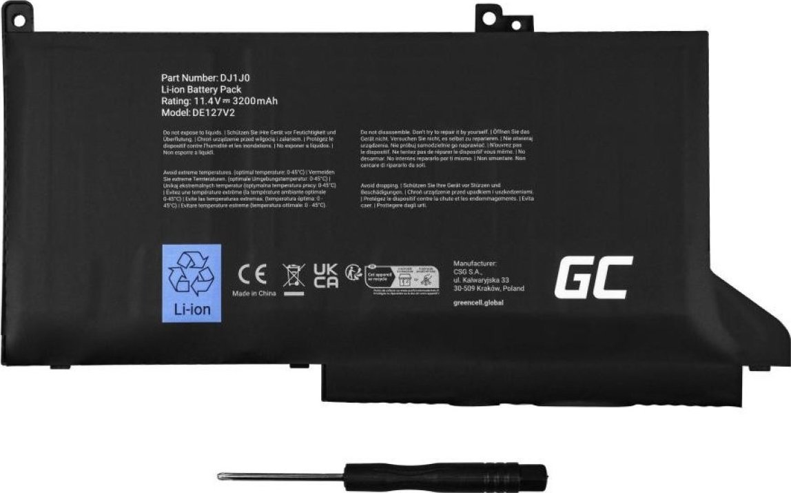 Батерија за лаптоп Green Cell DJ1J0, за Dell Latitude 7280 7290 7380 7390 7480 7490