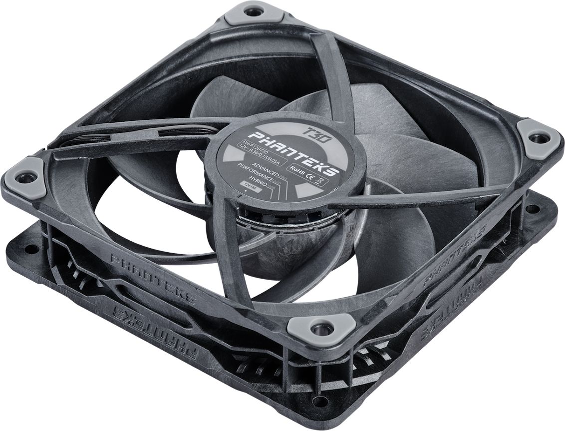 Вентилатор за компјутер Phanteks T30 PWM, 120 mm, сет 3 парчиња, црн