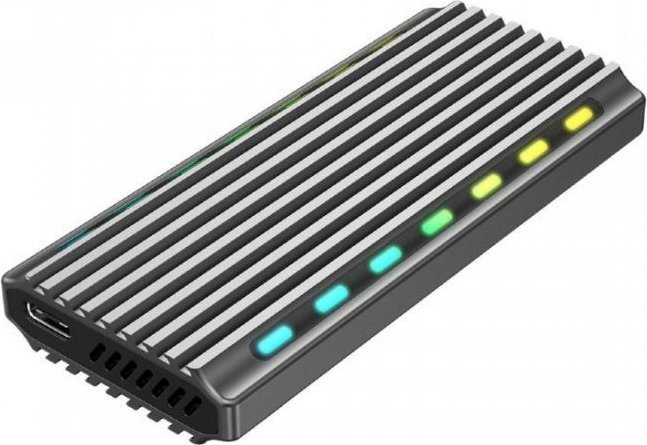 Kuti për disk Gembird EE2280-U3C-03 USB 3.1 M.2 NVMe drives, RGB, e hirtë