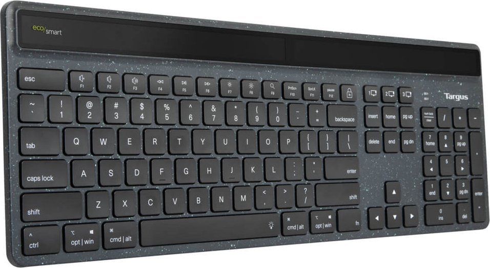 Tastierë Bluetooth Targus EcoSmart Nordic, me energji diellore, lidhje me 3 pajisje, e zezë