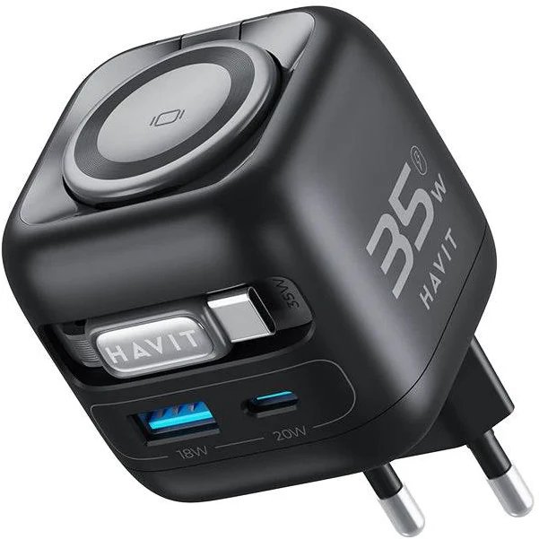 Полнач за ѕид Havit UC250 A EU, 35W, USB C, црн