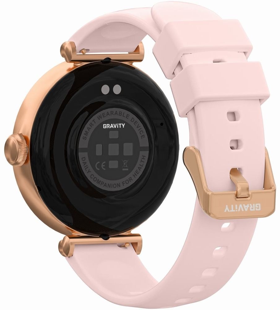 Smartwatch Gravity GT26-4, ekran me prekje, 2 rripa, rozë dhe argjendtë