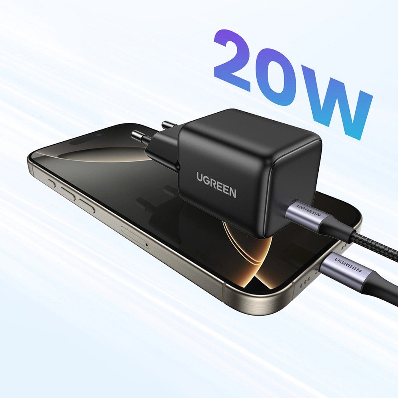 Karikues muri Ugreen Wall Charger X512, USB C, GaN, 20W PD3.0 QC4, i zi