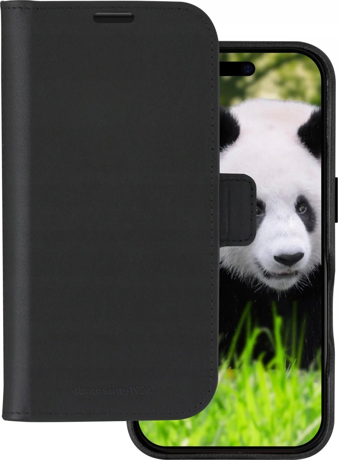 Mbulesë telefoni Dbramante1928 Lynge MagSafe për iPhone 16 Pro Max, lëkurë natyrale, portofol me karta, e zezë