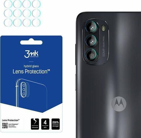 Mbrojtëse kamera 3MK Lens Protect Motorola Moto G52, xham hibrid, set 4 copë, transparent