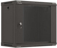 Kabinet rrjeti Lanberg 19" 9U, i varur në mur, derë e xhamtë, i zi