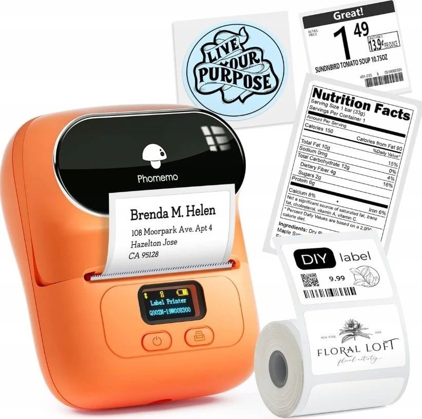 Printer etiketa Phomemo M110, termik, Bluetooth, portokalli