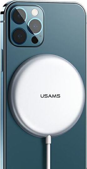 Karikues magnetik Usams US-CD160, 15W për celularët iPhone të serisë 12, i argjendtë