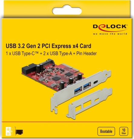 Adapter USB DeLOCK 90492, PCIe 3.0 x4, 3x USB 3.2 Gen 2, 1x USB 3.0 i brendshëm