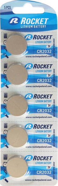 Rocket CR2032 Литиумска Копче Батерија, 3V, 5-Пакет