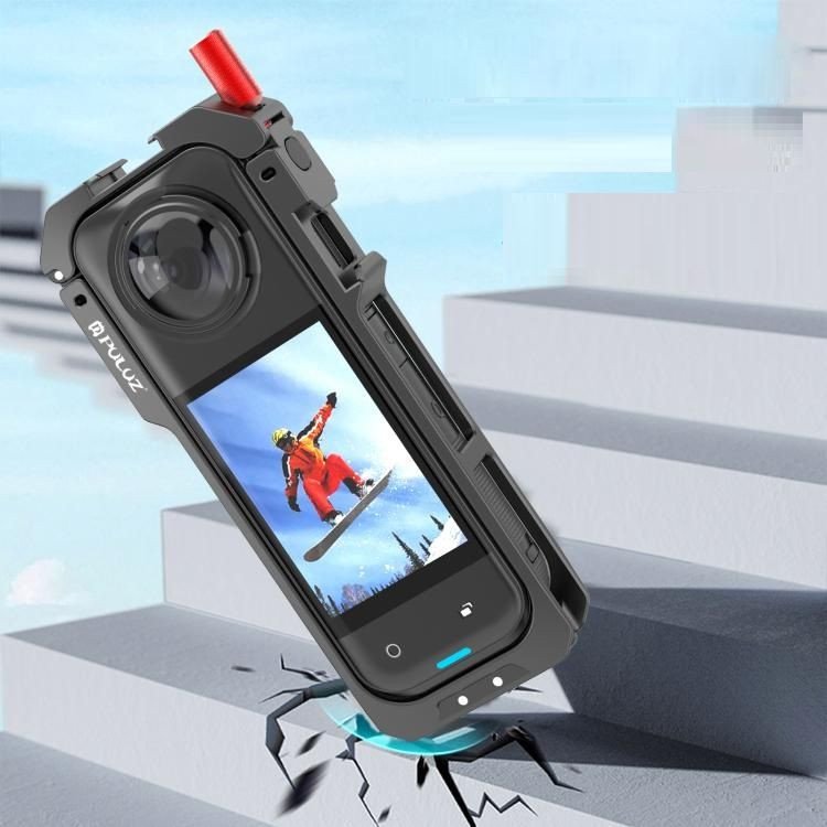 Kornizë mbrojtëse Puluz PU759B për Insta360 X5, alumin, montim GoPro dhe tripod, e zezë