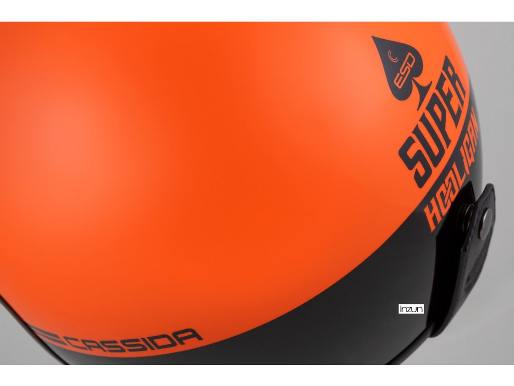 Helmetë moto CASSIDA ESO Super Hooligan, ECE 22.06, open face, e zezë portokalli perlë