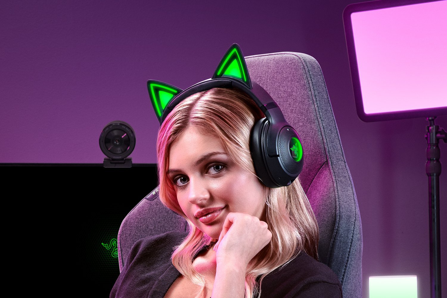 Kufje gaming Razer Kraken Kitty V2 BT, wireless, Bluetooth 5.2, rozë