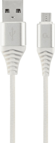 Kabllo Gembird CABLEXPERT, USB-A në Micro USB, M / M, PREMIUM QUALITY, e thurur, 2m, e bardhë / argjendtë
