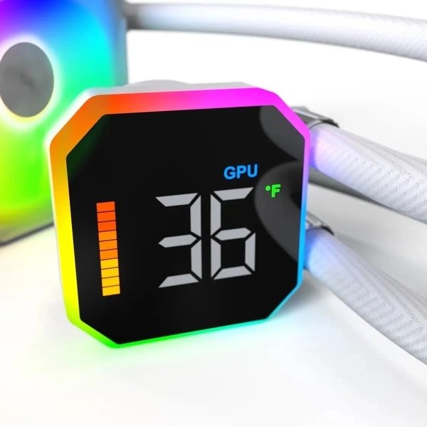 Ftohës uji CPU Montech HyperFlow Digital 360, AIO 360mm, Intel AMD, i bardhë