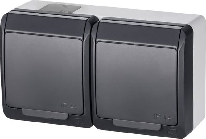 Prizë dopio Hermes Schuko, IP44, me tokëzim, antracit