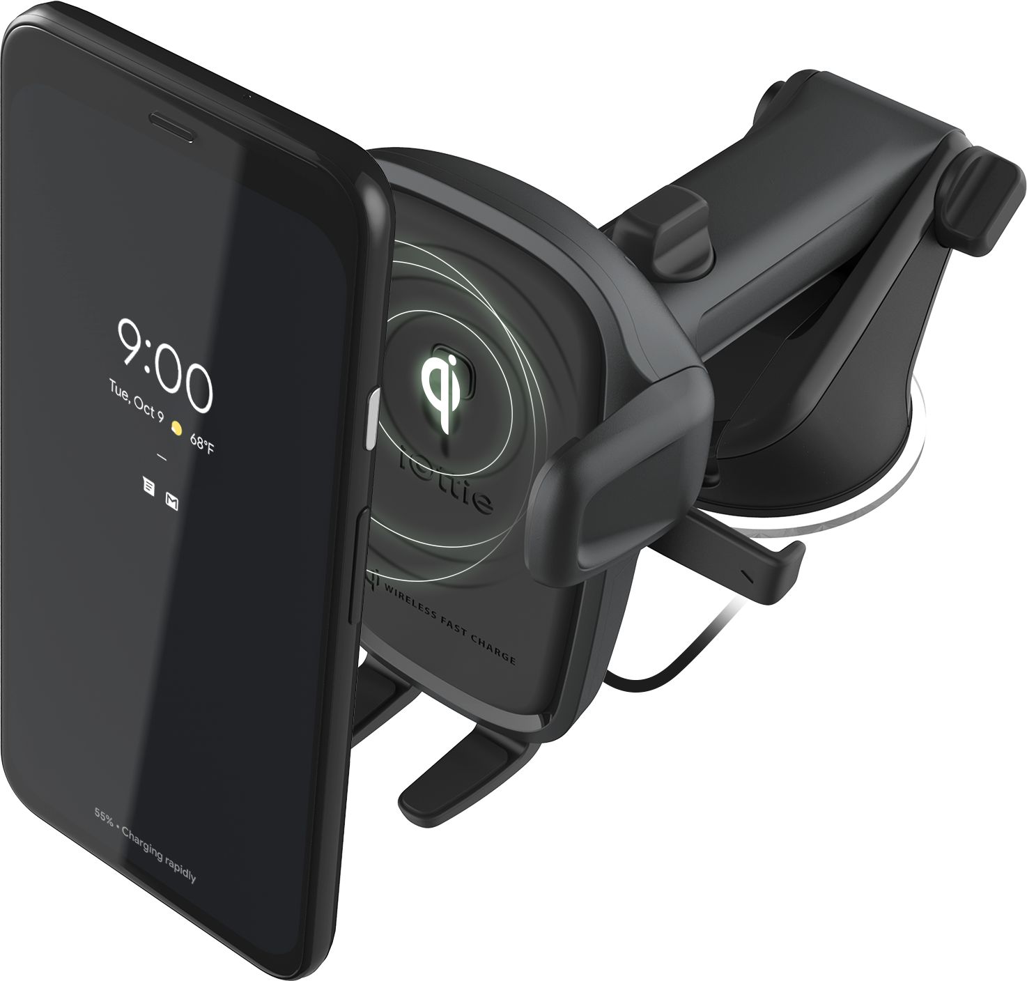 Mbajtëse makine iOttie Easy One Touch Wireless 2, karikim Qi, montim në pult dhe xham, e zezë