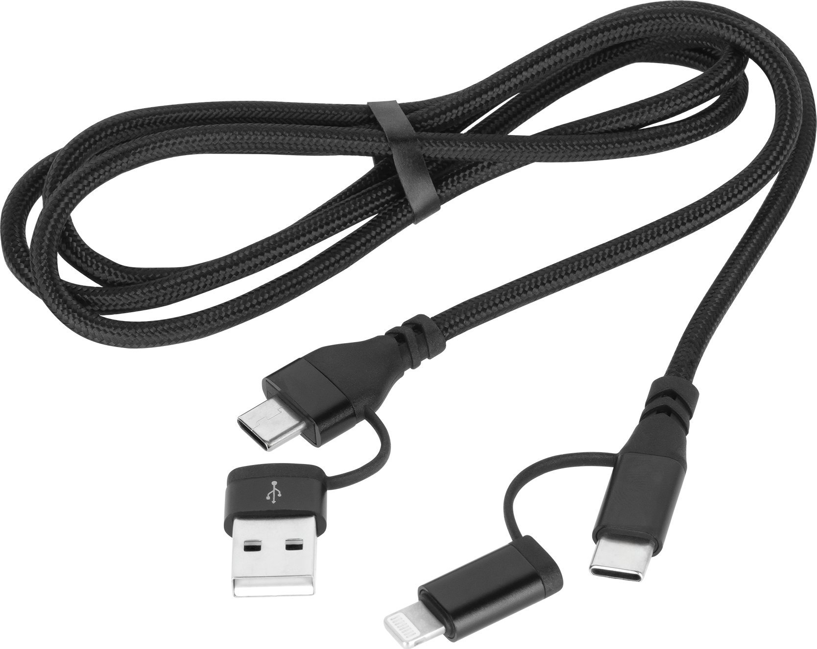 Kabllo karikimi CABLETECH KPO3943, USB A USB C në Lightning Micro USB USB C, 1m, e zezë