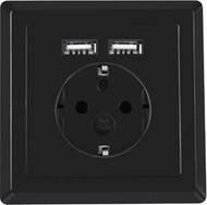 Prizë murale Lanberg, 230V, 1x AC + 2x USB 2.1A, e zezë