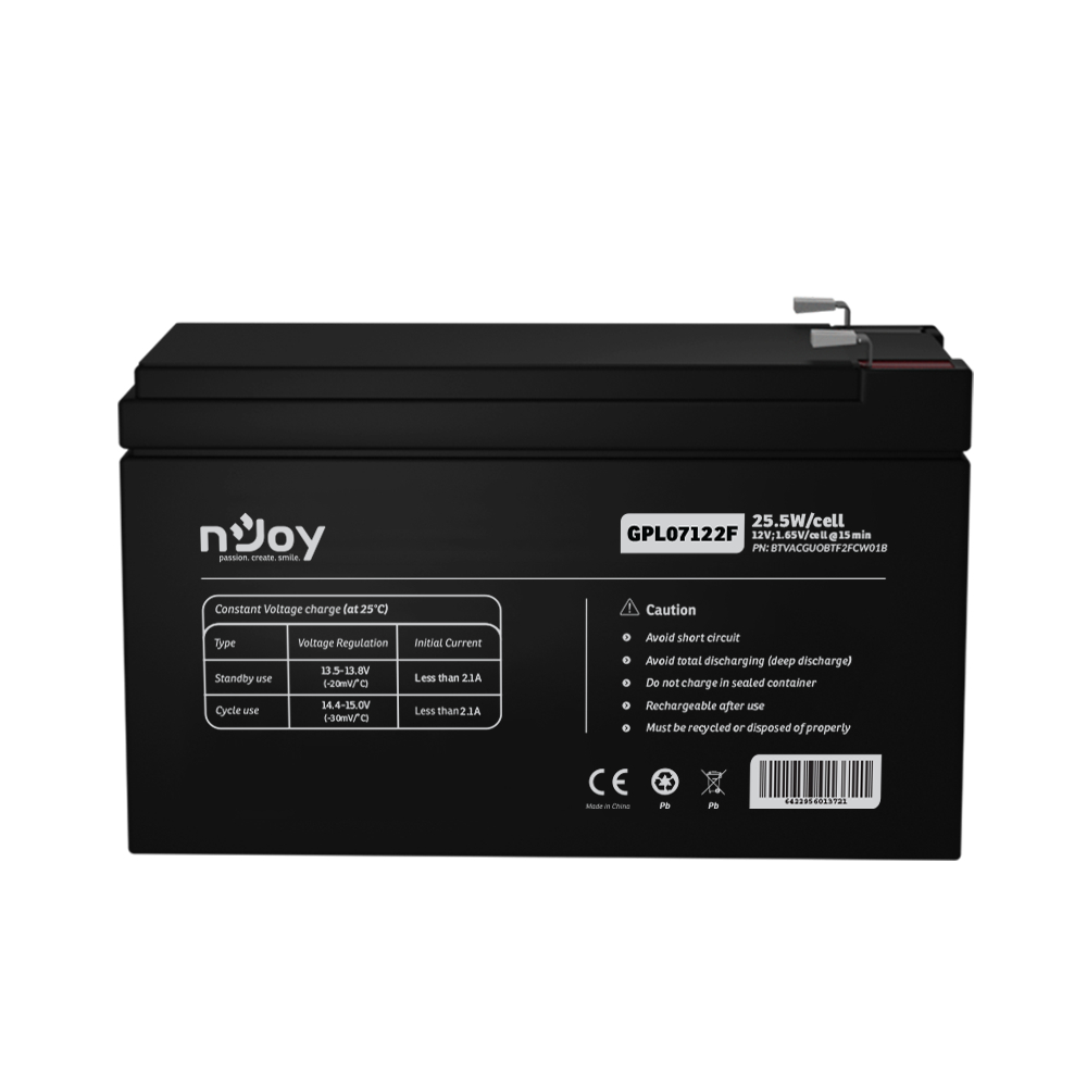 Bateri NJoy GPL07122F, 12V, 7Ah, gri