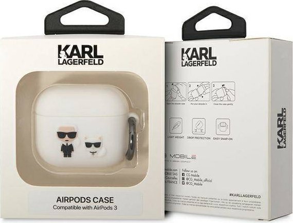 Mbulesë AirPods 3 Karl Lagerfeld KLACA3SILKCW, silikon, e bardhë